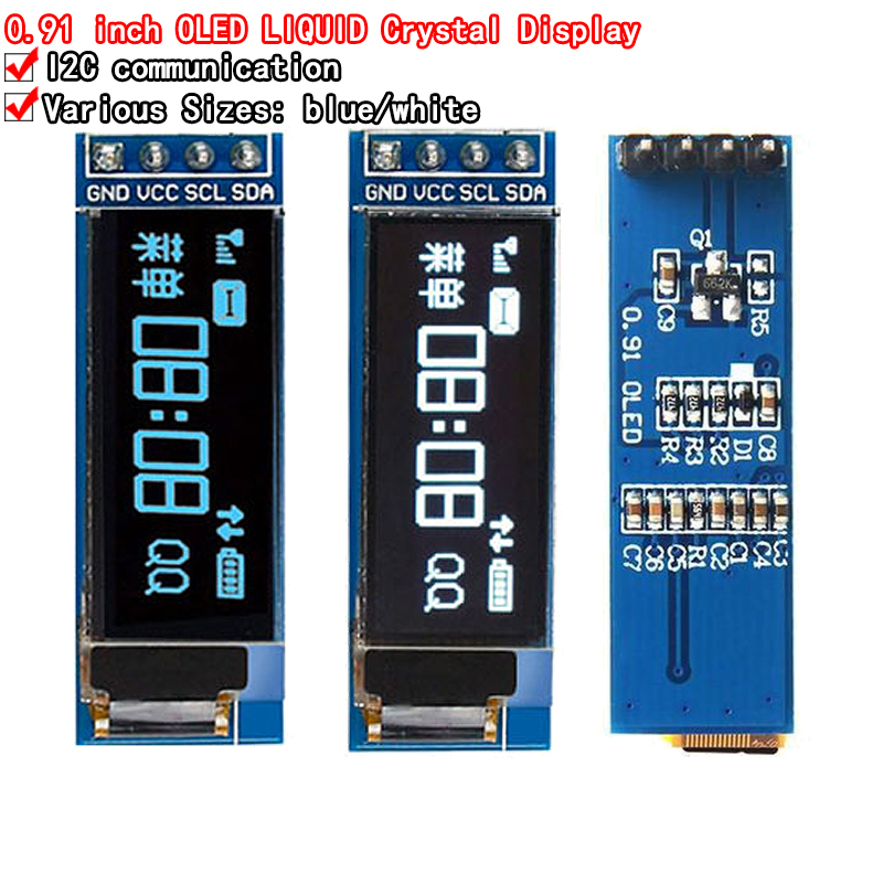 Ssd1306 - 0.91 inç OLED ekran modülü beyaz/mavi