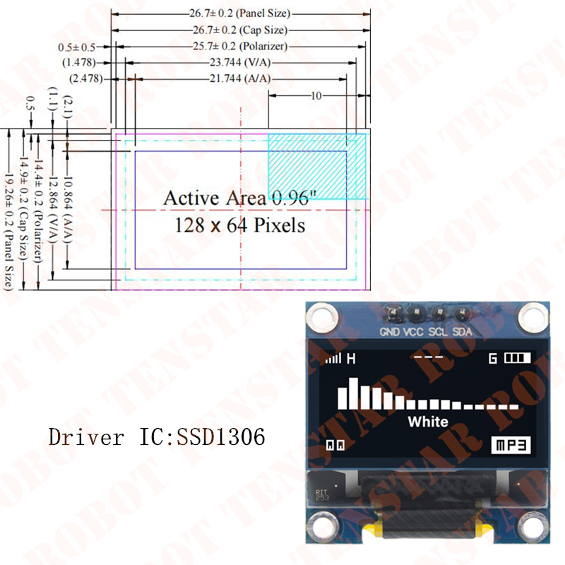 TENSTAR 0.96 Inç OLED SSD1306  - Ssd1306 incelemesi ve fiyatı