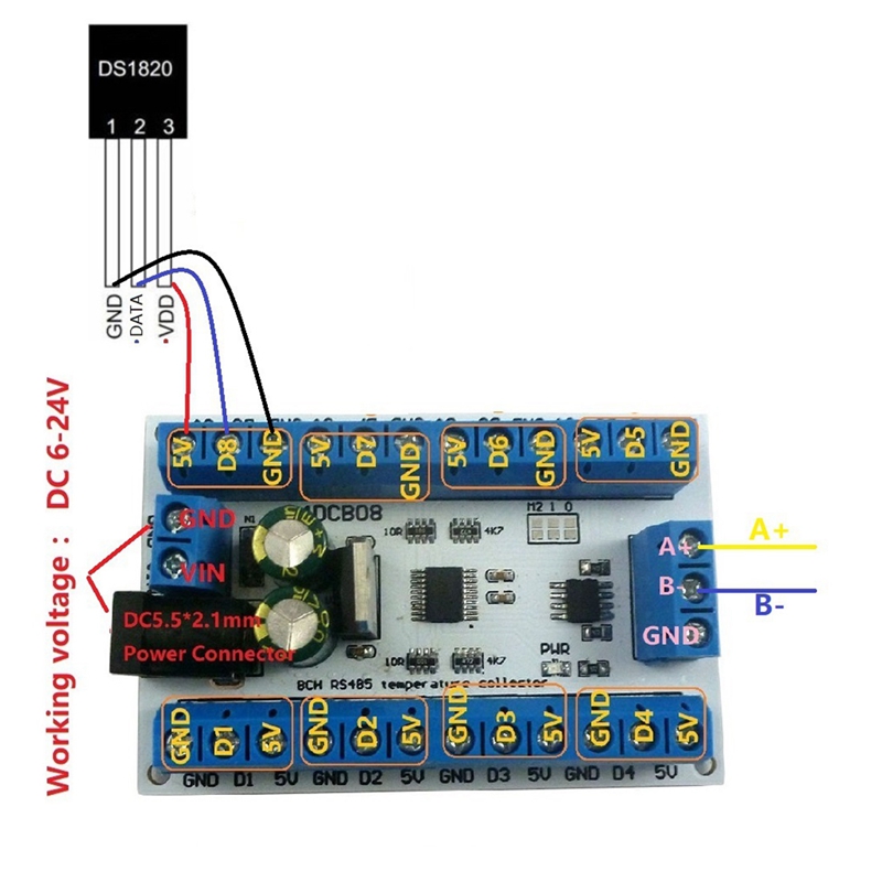 ELETECHSUP 8Ch Ds18b20 Rs485 M - Ds18B20 incelemesi ve fiyatı